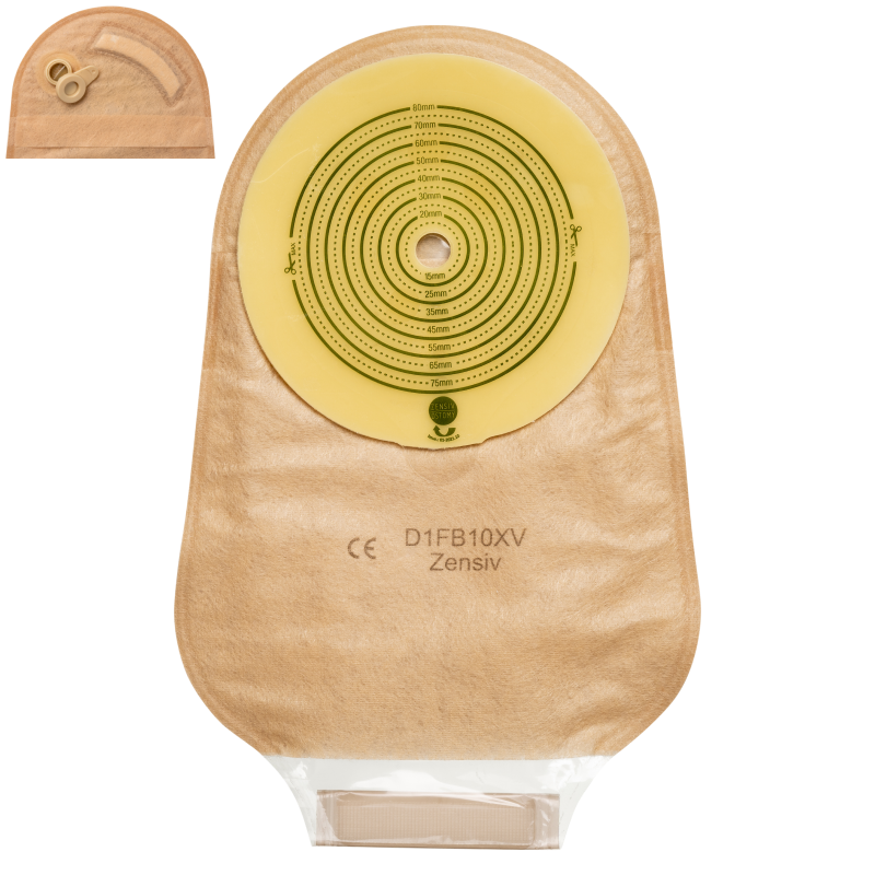 D1FB10XV Калоприймач Зенсів 1компонентний, з гідроколоїд.покриттям, непр, відкр, з фільтром, з вент.отвором, з огляд.вікном, закрив на липучку, ОДВ 10-80 mm